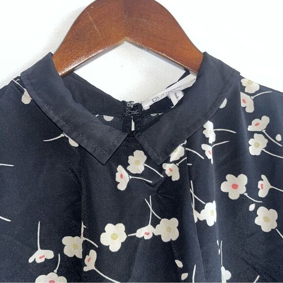 Women's BCBGeneration Black Floral Collared Short Sleeve Dress - Picture 3 of 9